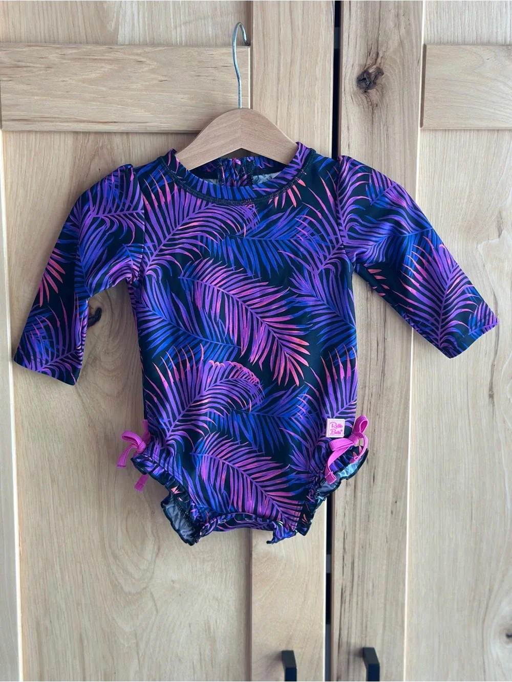 Ruffle Butts Purple & Pink Palm Leaf One-Piece Swimsuit